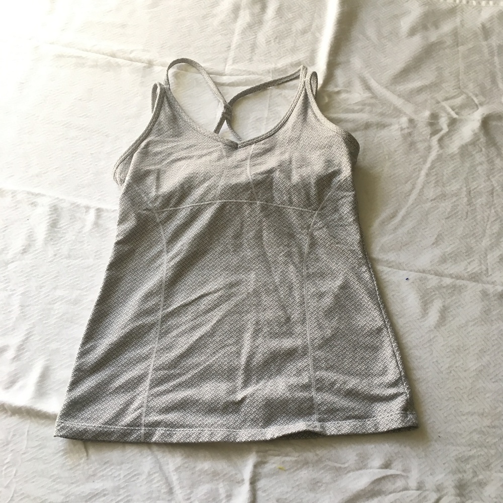 Athleta Gray White Workout Yoga Tank S EUC